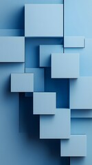 Obraz premium Blue background with 3D blocks in shades of blue, creating an abstract and modern design for digital or technology-themed designs