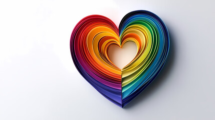 heart rainbow colors logo 3d vector papercut