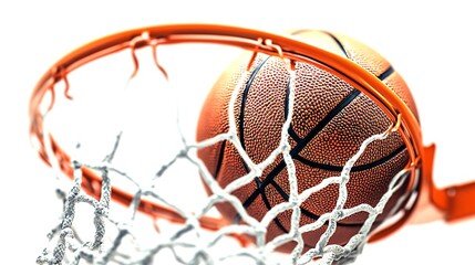 Fototapeta premium Basketball ball in the hoop on transparent background