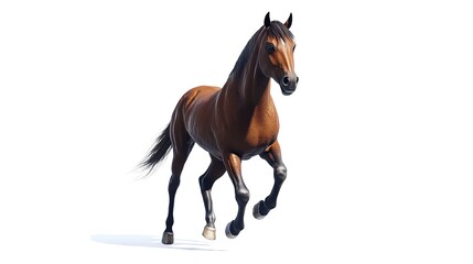 Fototapeta premium Brown horse standing isolated on white background