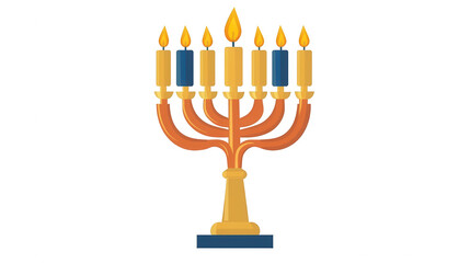 Obraz premium Classic Flat Menorah Icon Design for Hanukkah Celebrations, PNG File, Transparent Background