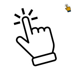 icon hand. hand cursor. click vector icon. hand click. pointer. outline design style. indicating signs and symbols. vector template design