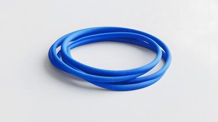 Fototapeta premium Blue sport elastic band isolated on white background. 