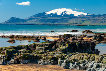 Snæfellsjökull is a 700,000-year-old glacier-capped stratovolcano in western Iceland. It is situated on the westernmost part of the Snæfellsnes peninsula.  Iceland.