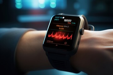 Health monitoring wristwatch screen smart watch. .