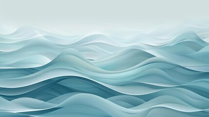 Obraz premium Serene Abstract Wavy Landscape in Cool Tones Evoking Tranquil Frozen Nature Soothing minimalist fluid design with dynamic lines and smooth gradients creating a calming