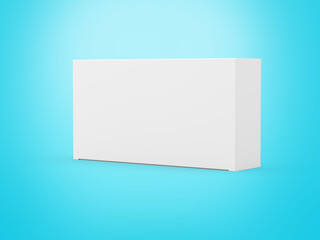 Empty White Rectangular Cardboard Box Mock Up Design Isolated On Blue Background 3D Illustration