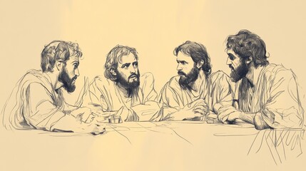 depicting the disciples of Jesus looking troubled and confused as they contemplate His words about an impending betrayal and His coming suffering