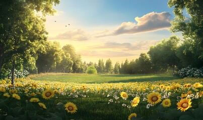 Obraz premium sunflower_garden,generation AI 