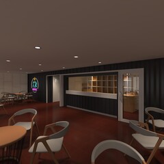 3d render Interior container cafe coffee