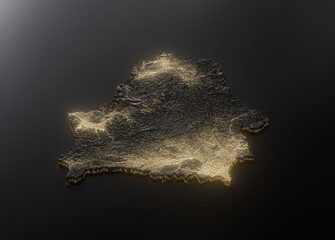 Belarus Map Golden Metallic Texture Map Gold Reserves And Gold Mining Concept 3D Illustration