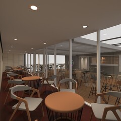 3d render Interior container cafe coffee