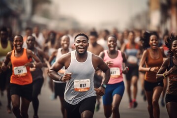 Black people community running charity marathon jogging sports adult.