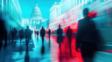 Blurred Motion of People in Washington D.C.