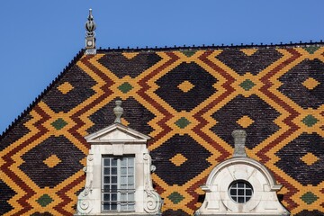 Polychrome roof of the Hospices de Beaune, France	