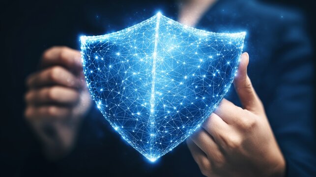 Digital Security Shield    Protection  Data Privacy  Cybersecurity Concept