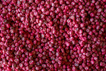 Close-up of reddish-brown pea seeds, highlighting their smooth texture and unique coloration, perfect for gardening or culinary themes
