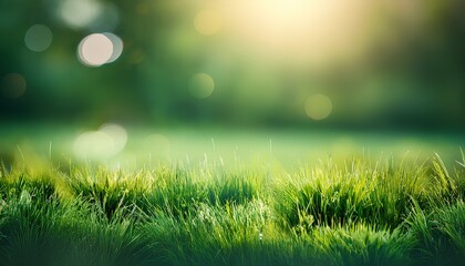Obraz premium nature scene with blurred green grass background, space for text and other design 