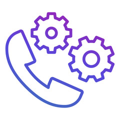 call settings line icon, phone and gears