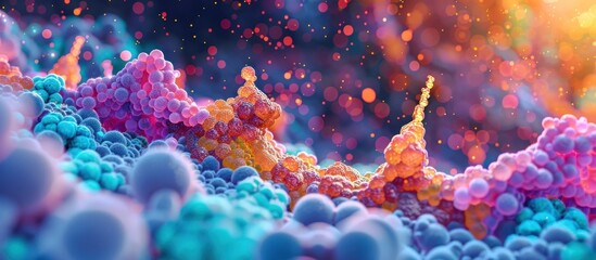 Fototapeta premium Mesmerizing abstract background of a vibrant cosmic eruption of glowing digital fractals prismatic kaleidoscope patterns and fluid shimmering iridescent shapes against a backdrop of dynamic