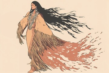 Native American girl in traditional dress, reflecting the richness of indigenous culture and identity, ideal for cultural pride imagery.