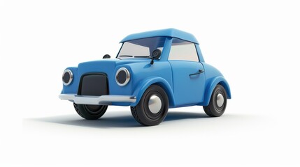 Fototapeta premium Cartoon Car Isolated on a White Background - Perfect for Kids' Projects, Transport Illustrations, and Creative Designs