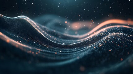 Obraz premium Abstract Wavy Pattern with Glittering Particles and Bokeh