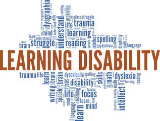 Learning Disability word cloud conceptual design isolated on white background.