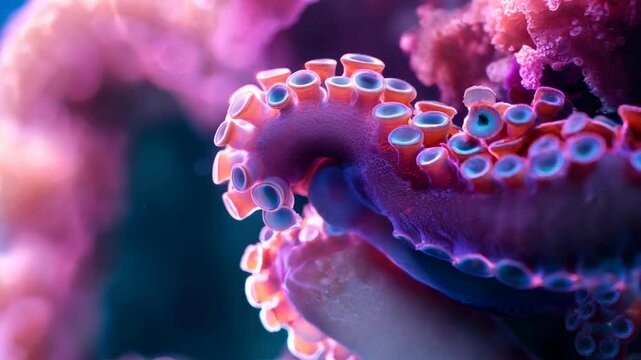Close-up of sea creature's tentacles with detailed texture, resembling an octopus