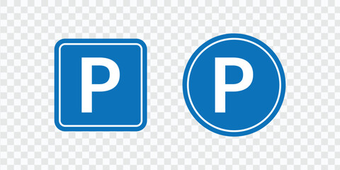Car Parking and Traffic Signs Vector Icons