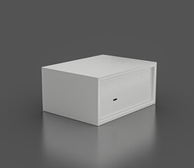 Closed Steel Safe Locker With A White Finish For Secure Storage On Gray Background 3D Illustration