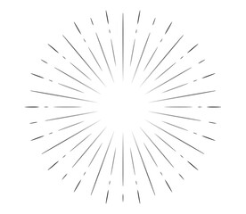 Obraz premium Sun ray vector sign. Black round icon. Burst or firework logo.