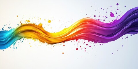Colorful paint splash wave design on white isolated background.