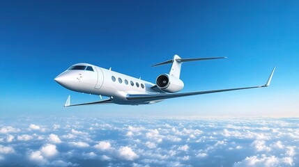 Obraz premium Luxury Jet Flying Above the Clouds