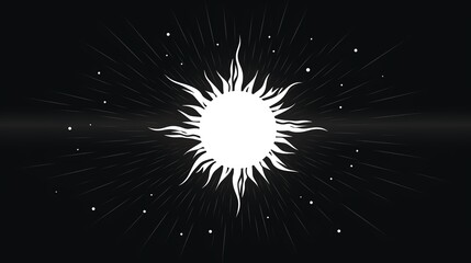 Abstract sunburst illustration with glowing rays on a dark background. Perfect for backgrounds, design projects, and digital art concepts.