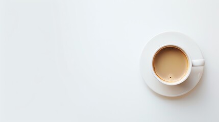 A cup of coffee on a white saucer.