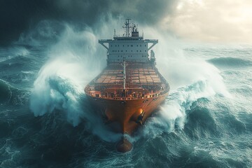 Fototapeta premium This dramatic image depicts a city being severely impacted by a hurricane, showcasing powerful winds, heavy rain, and the chaos that accompanies such a natural disaster.