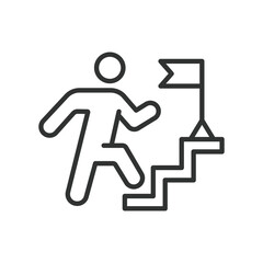 Career growth, in line design. Growth, advancement, development, skills, career, success, opportunities on white background vector. Career growth, in line design, editable stroke icon