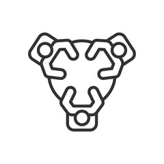 Team Meeting, in line design. Team meeting, discussion, collaboration, brainstorming, planning, communication, agenda on white background vector. Team Meeting, in line design, editable stroke icon