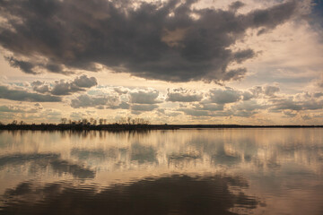 Fototapeta premium sunset over the lake