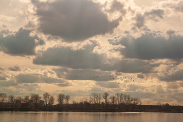 sunset over the lake
