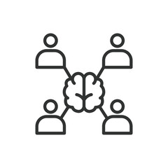 Smart Team, in line design. Smart team, collaboration, innovation, teamwork, intelligence, strategy, leadership on white background vector. Smart Team, in line design, editable stroke icon