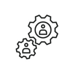 Obraz premium CRM, in line design. CRM, customer relationship, management, client database, interaction, sales, engagement on white background vector. CRM, in line design, editable stroke icon