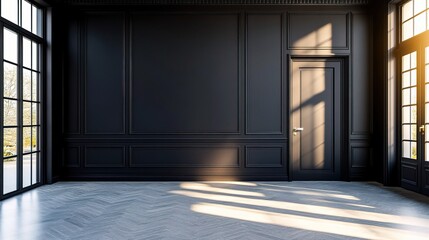 Modern Black Interior with Natural Light