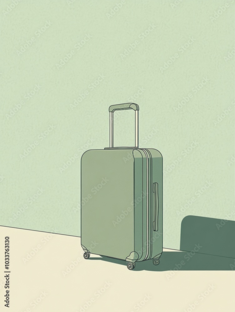 Aufkleber this illustration features a neatly designed suitcase with a handle, positioned against a calming gr