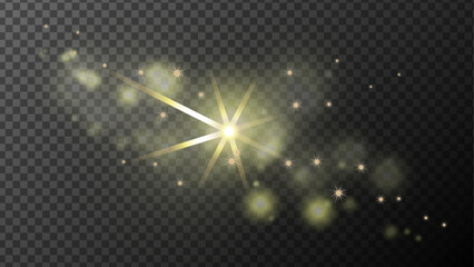 Gold Sparkling star Shine light effect. Glitter luxury star on transparent background.Decorative gradient vibrant golden stars. Design illustration for banner, social media, advertising, website.