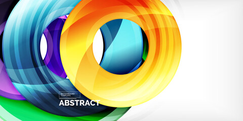 Bright colorful circles with light effects. Abstract background