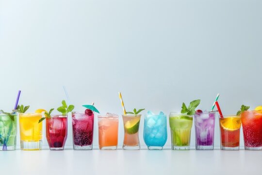 Colorful refreshing summer drinks