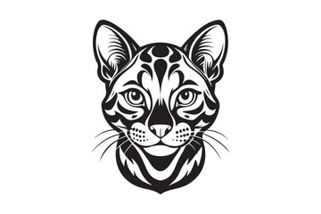 Ocelot Head silhouette vector illustration, Ocelot Head silhouette Vector