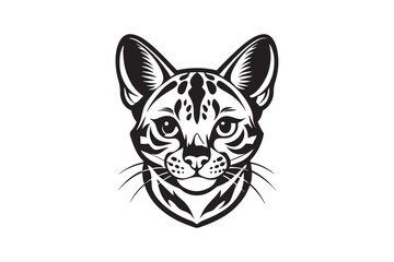 Ocelot Head silhouette vector illustration, Ocelot Head silhouette Vector